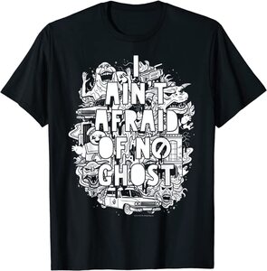 Camiseta Cazafantasmas I ain't Afraid of No Ghost Ilustración Colores Oscuros
